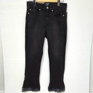 Riani Women's Black Cropped Jeans W/Lace Size 10